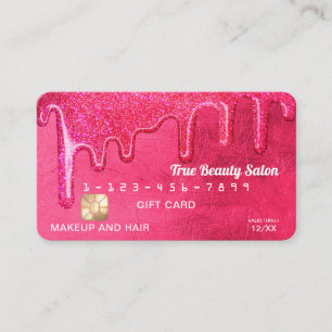 Carte De Visite Girly Neon Rose épais Parties scintillant Drift Cr