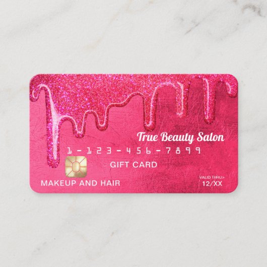 Carte De Visite Girly Neon Rose épais Parties scintillant Drift Cr (Devant)