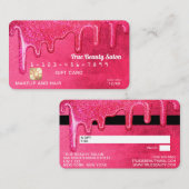 Carte De Visite Girly Neon Rose épais Parties scintillant Drift Cr (Devant / Derrière)