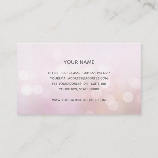 Carte De Visite Girly Pink Bokeh Parties scintillant Moderne Mode  (Dos)