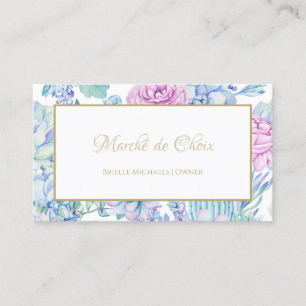 Carte De Visite Girly Purple Succulents Floral Beauté Boutique