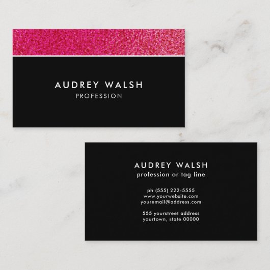 Carte De Visite Girly Raspberry noir parties scintillant de luxe p (Devant / Derrière)