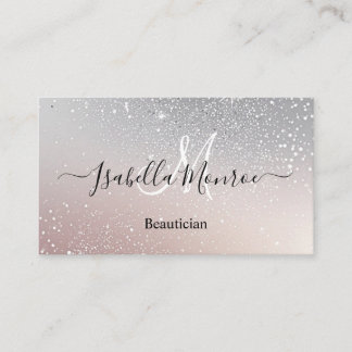 Carte De Visite Girly Silver Glitter Skin Nail Expert Beautician 