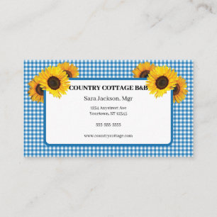 Carte De Visite Gîtes Tournesols et Gingham Bleu