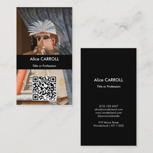 Carte De Visite Giuseppe Arcimboldo - Le Bibliothécaire - Code QR (Devant / Derrière)