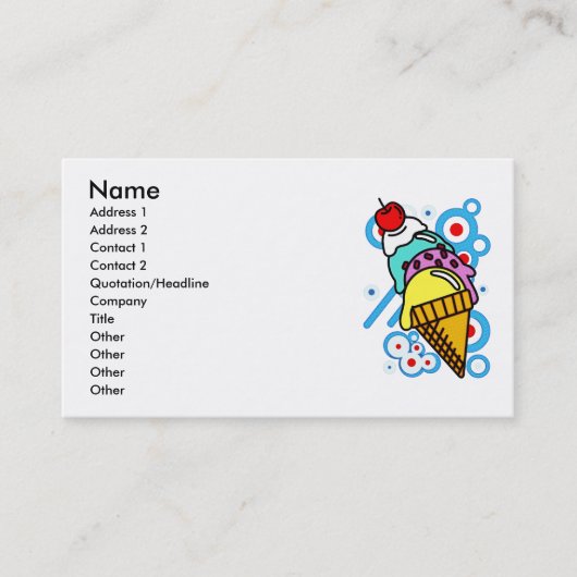 CARTE DE VISITE GLACE (Devant)
