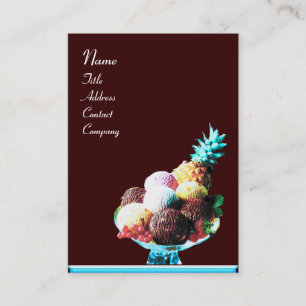 Carte De Visite GLACE - BOUTIQUE DE DÉSERT, bleu rouge marron