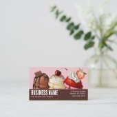Carte De Visite Glace QR Code Rose et Marron Amusante (Debout devant)