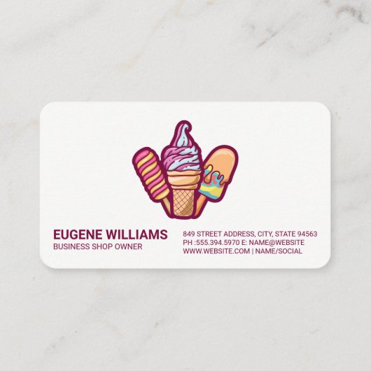 Carte De Visite Glaces Sucrées Popsicle | Desserts (Dos)