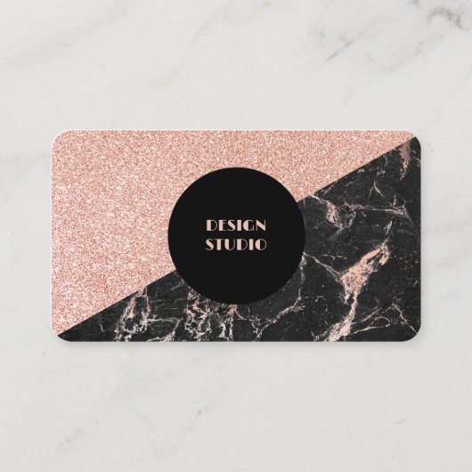 Carte De Visite Glam à Parties scintillant rose et noire (Dos)