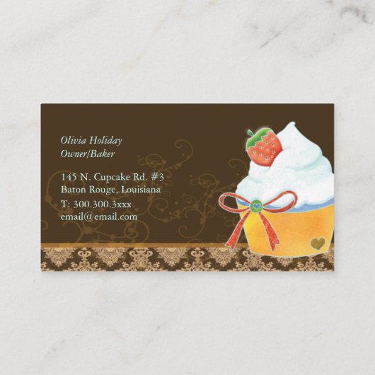 Carte De Visite Glam Bakery Cupcakes (Dos)