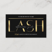 Carte De Visite Glam Black & Gold Lash Extensions Aftercare Guide (Devant)