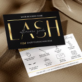 Carte De Visite Glam Black & Gold Lash Extensions Aftercare Guide