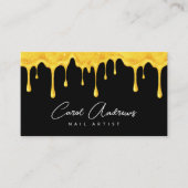 Carte De Visite Glam Black Gold Parties scintillant Drives Nail Ar (Devant)