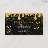 Carte De Visite Glam Black Gold Parties scintillant goutte (Dos)