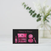 Carte De Visite Glam Black & Hot Pink Maquillage Artiste QR Code (Debout devant)