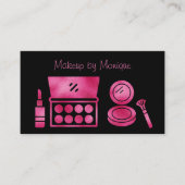 Carte De Visite Glam Black & Hot Pink Maquillage Artiste QR Code (Devant)