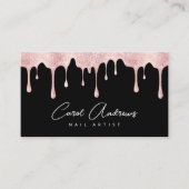 Carte De Visite Glam Black Rose Gold Parties scintillant Drives Ar (Devant)