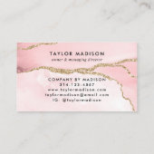 Carte De Visite Glam Blush or rose Parties scintillant marbre Agat (Dos)