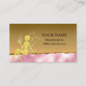 Carte De Visite Glam Blush Pink Gold Parties scintillant Fairy (Devant)