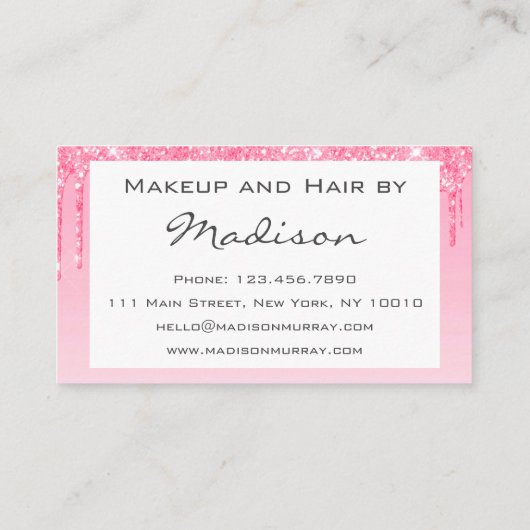 Carte De Visite Glam Blush Rose Parties scintillant Drives Artiste (Dos)