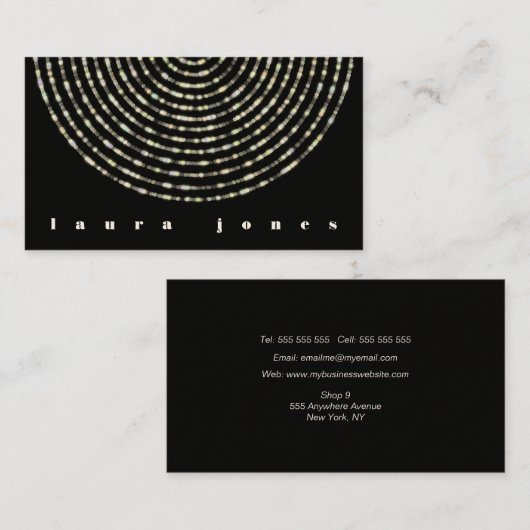 Carte De Visite Glam Bokeh Light Rings Night Personnalisé Modifiab (Devant / Derrière)