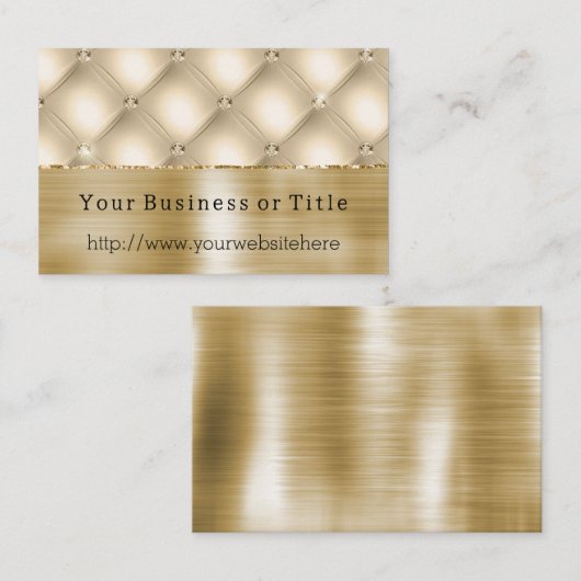 Carte De Visite Glam Champagne Gold Glitzy Diamants (Devant / Derrière)