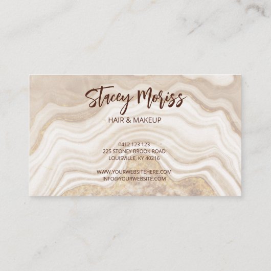 Carte De Visite Glam Chic Abstrait Agate Cream (Dos)
