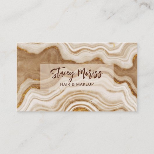 Carte De Visite Glam Chic Abstrait Agate Cream (Devant)