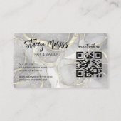 Carte De Visite Glam Chic QR Code Or Noir & Blanc