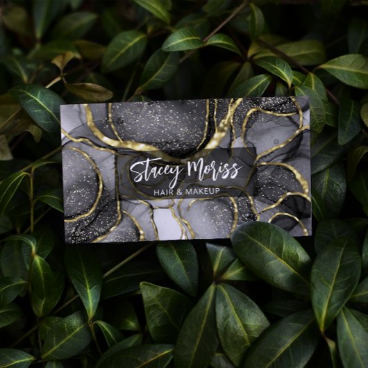 Carte De Visite Glam Chic QR Code Or Noir & Blanc