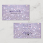 Carte De Visite Glam Classy Glitter Lavande, Nom de Script (Devant / Derrière)