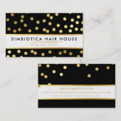 Carte De Visite GLAM CONFETTI moderne mignon point motif or noir (Devant / Derrière)