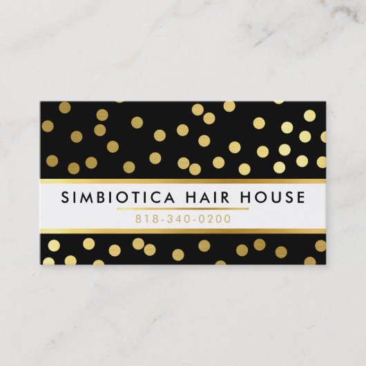 Carte De Visite GLAM CONFETTI moderne mignon point motif or noir (Devant)
