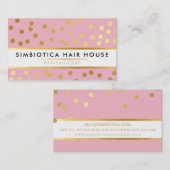 Carte De Visite GLAM CONFETTI moderne point motif or rose pâle (Devant / Derrière)