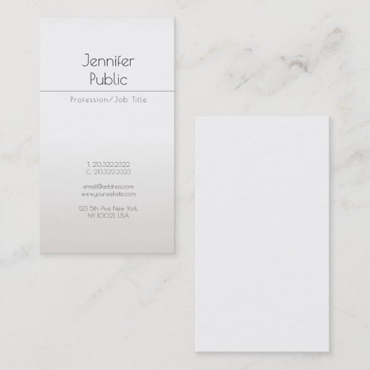 Carte De Visite Glam créatif Faux Silver Modern Professional Luxe (Devant / Derrière)