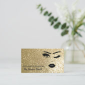 Carte De Visite Glam élégant or glitore visage fille (Debout devant)