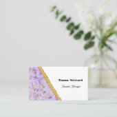 Carte De Visite Glam en marbre violet or & Parties scintillant (Debout devant)