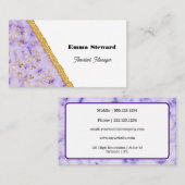 Carte De Visite Glam en marbre violet or & Parties scintillant (Devant / Derrière)