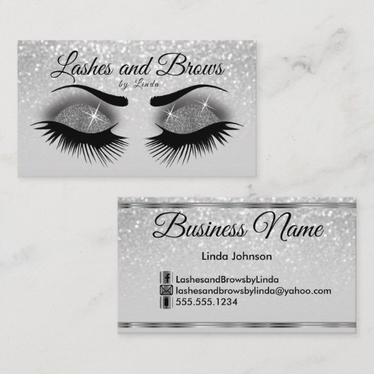 Carte De Visite Glam Eyelashes and Brows - Smokey Grey Parties sci (Devant / Derrière)