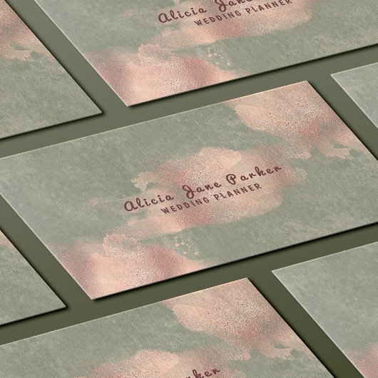 Carte De Visite Glam Faux Rose Gold Copper Foil | Wedding planner