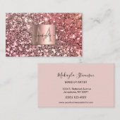 Carte De Visite Glam Girl Blush Pink Gitter Nom du design Monogram (Devant / Derrière)