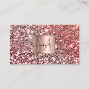 Carte De Visite Glam Girl Blush Pink Gitter Nom du design Monogram
