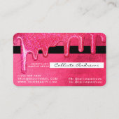 Carte De Visite Glam Girly Neon rose épais Parties scintillant Dri (Dos)