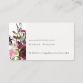 Carte De Visite Glam Gold Blush Bourgogne Aquarelle Rose Floral (Dos)