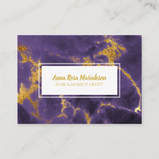 Carte De Visite *~* Glam Gold Foil Chic Purple Marble Populaire Lu (Devant)