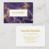 Carte De Visite *~* Glam Gold Foil Chic Purple Marble Populaire Lu (Devant / Derrière)