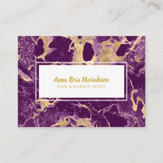 Carte De Visite *~* Glam Gold Foil Marbre violet Chic populaire (Devant)
