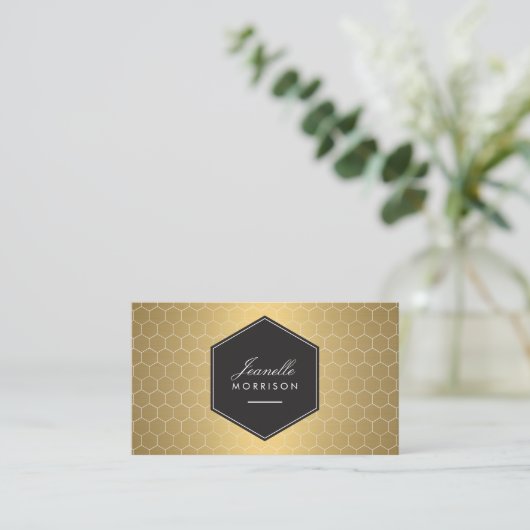 Carte De Visite Glam Gold Honeycomb Motif (Debout devant)