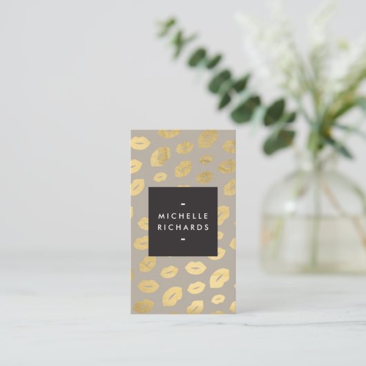 Carte De Visite Glam Gold Lip Imprimer Maquillage Artiste Beauté G (Debout devant)